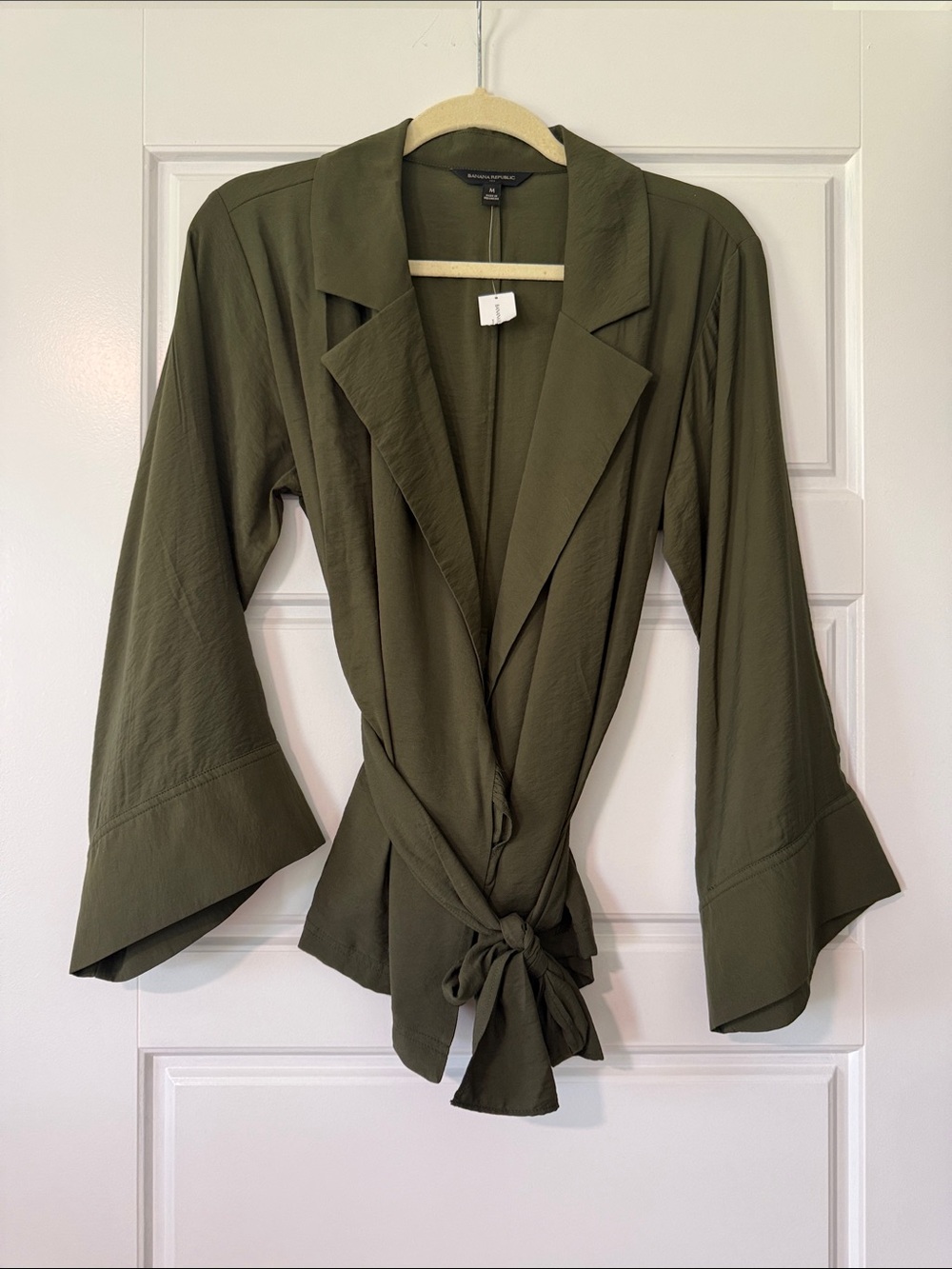 Banana Republic Olive Wrap Blazer with Tie Waist